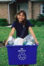 girl recycling
