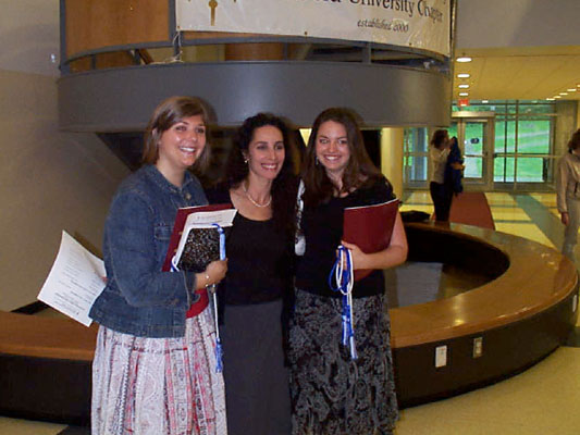Professor Shelley Phelan with Bridget Gallagher and Nicole Carlson; Professors Virginia Hodgkinson and Shelley Phelan with Bridget Gallagher