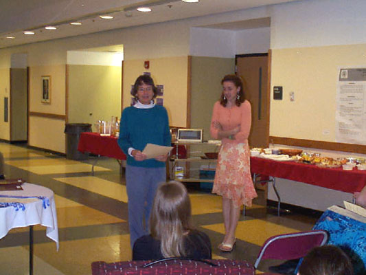 Talia Pettini receives her award from Professor Elizabeth Gardner