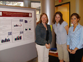 Dr. Harding with students Jacqueline Stanley and Melissa Guildford